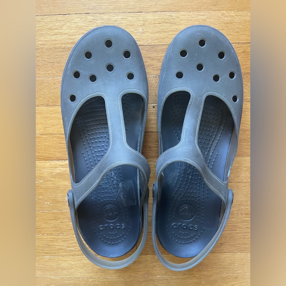 Crocs Carlie Mary Jane sling back slides Black W 11